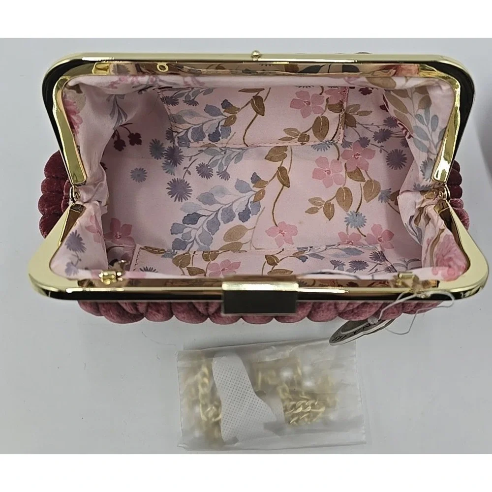NWT Spartina‎ 449 Velvet Dusty Mauve Southern Old-money Kiss Lock Clutch Purse